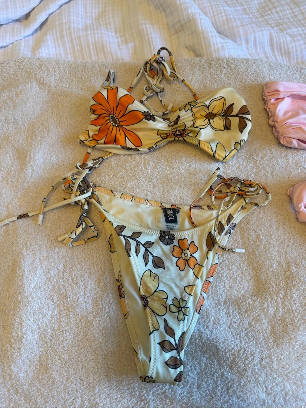 triangl swimwear Yellow & Orange Floral Tie-Side Bikini